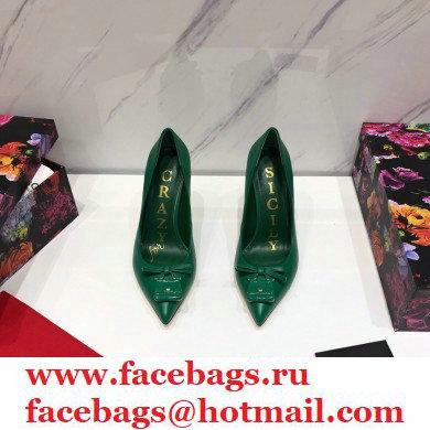 Dolce & Gabbana Thin Heel 10.5cm Leather Sicily Pumps Green 2021
